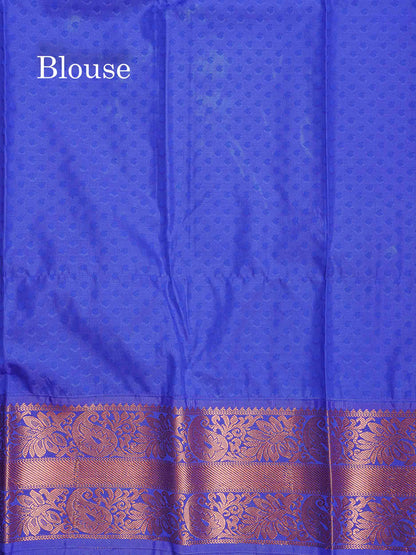 Semi Silk Saree - Orange Colour Body With Contrast Violet Evening Morning Border