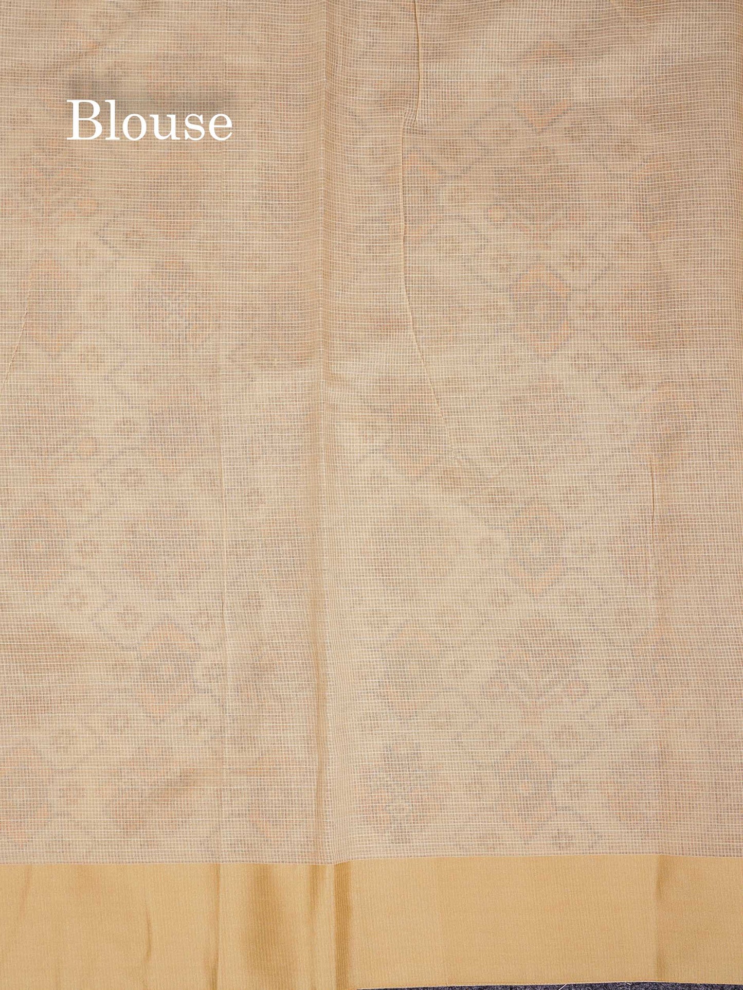 Kota Cotton Saree - Cream White Printed Along With Contrast Cream Sandal Plain Border