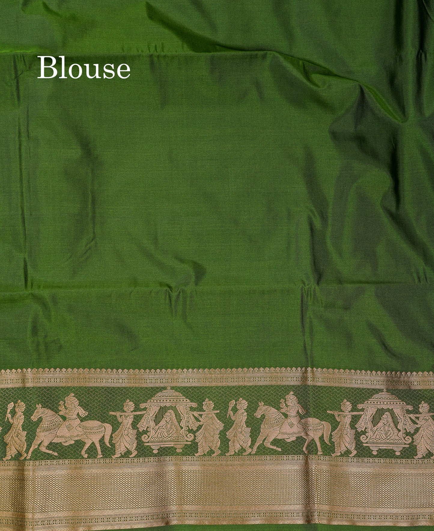 Beautiful Dark Violet Silver & Gold Zari Buttas Semi Silk Saree With Contrast Olive Green Traditional Pallaku Border