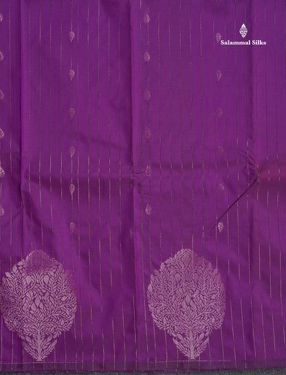 Semi Silk Saree - Purple Colour Body Vertical Lines With Butta & Blouse