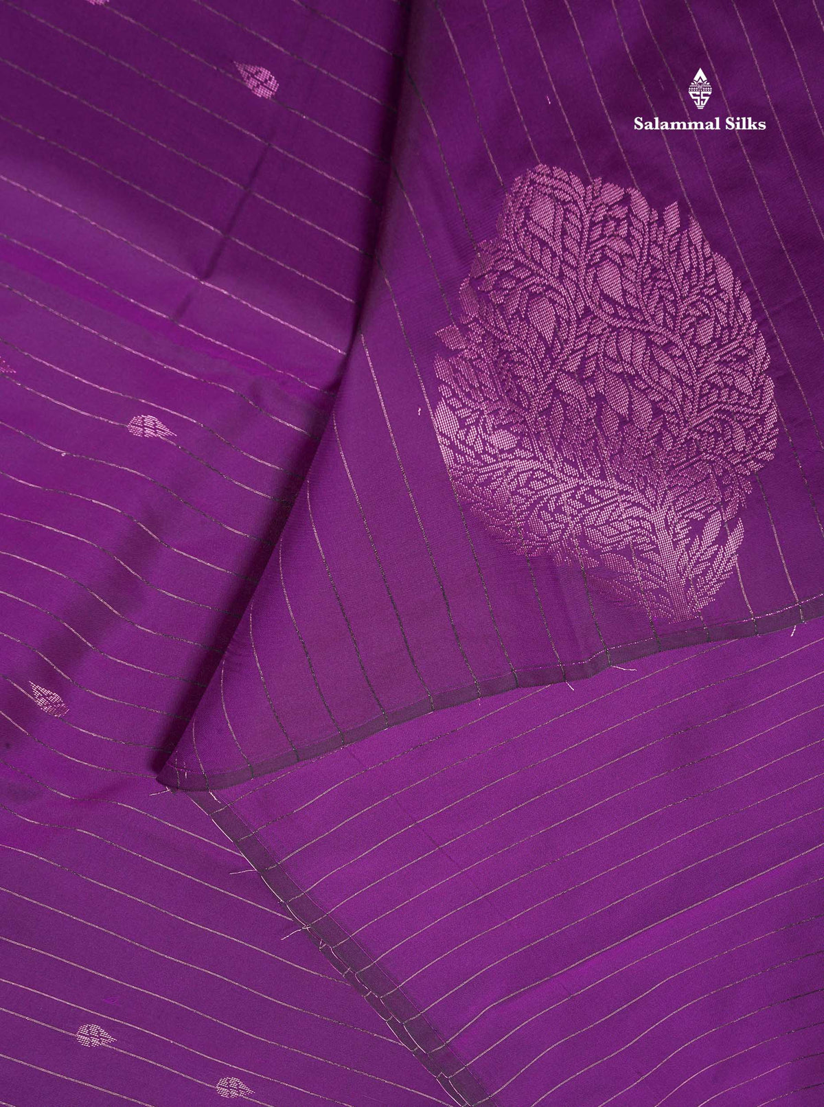 Semi Silk Saree - Purple Colour Body Vertical Lines With Butta & Blouse