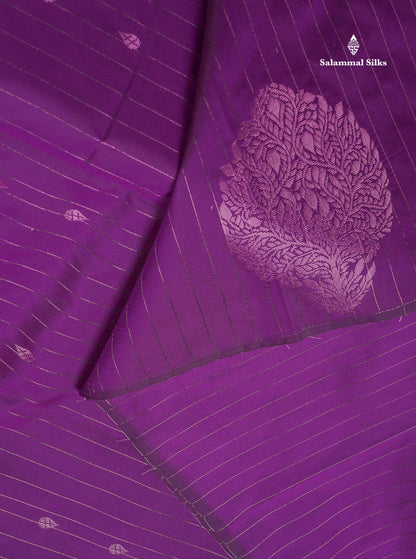 Semi Silk Saree - Purple Colour Body Vertical Lines With Butta & Blouse