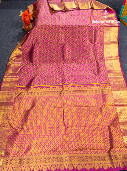 Magenta Bridal Pure Kanjivaram Silk Saree With Traditional Border