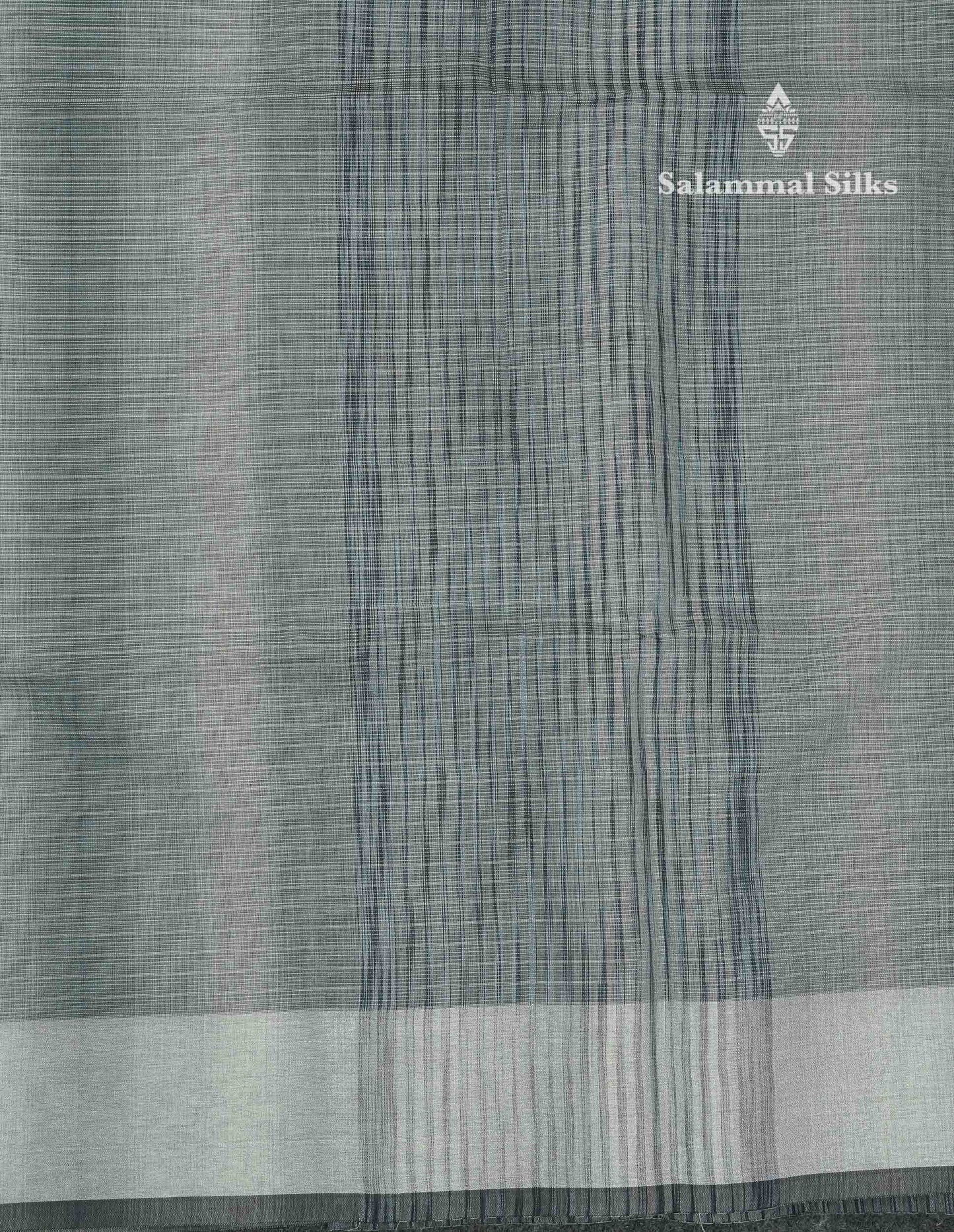 Beautiful Blueish Grey Linen Cotton Mix Saree With Fancy Tissue Border