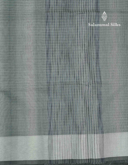 Beautiful Blueish Grey Linen Cotton Mix Saree With Fancy Tissue Border
