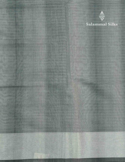 Beautiful Blueish Grey Linen Cotton Mix Saree With Fancy Tissue Border