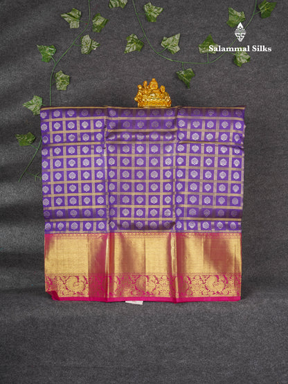 Pure Silk Pattu Pavadai (Violet ) With Pink Blouse 36"