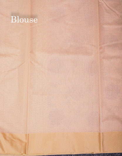 Kota Cotton Saree - Peach Printed Along With Contrast Sandal Plain Border