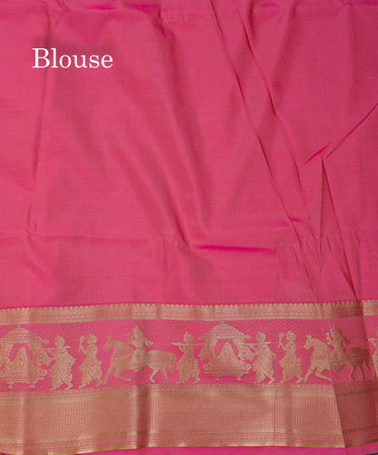 Beautiful Dark Violet Silver & Gold Zari Buttas Semi Silk Saree With Contrast Olive Green Traditional Pallaku Border