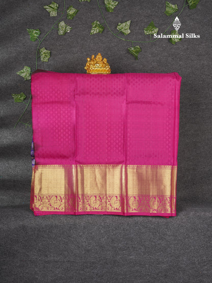 Pure Silk Pattu Pavadai (Violet ) With Pink Blouse 36"