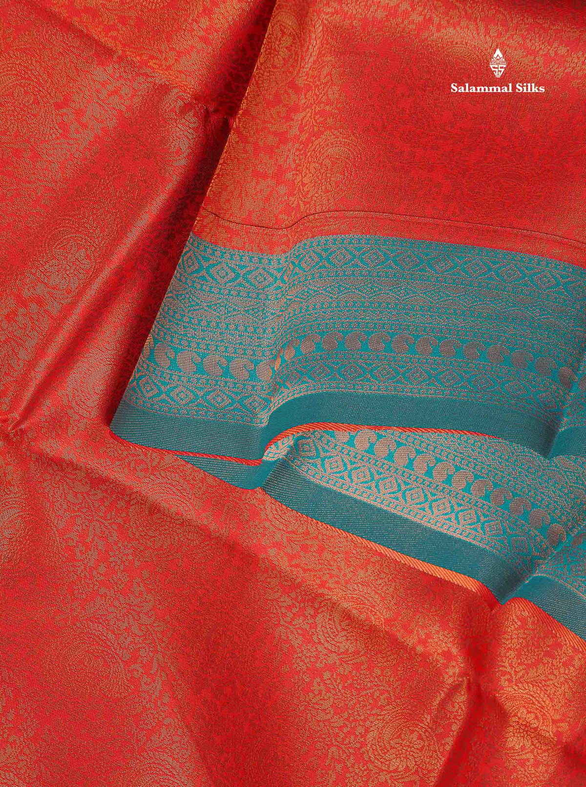 Semi Silk Saree - Orange Colour Body With Contrast Teal Green Evening Morning Border