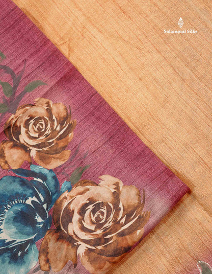 Mustard Yellow Semi Tussar Fancy Saree With Light Maroon Blouse
