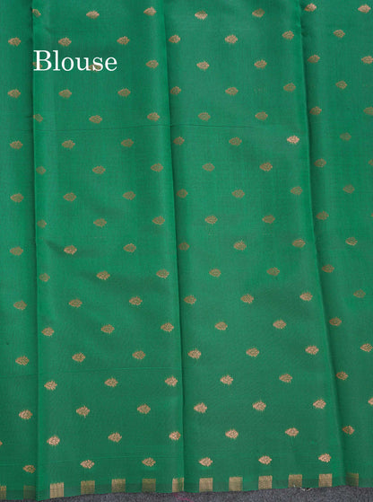 Semi Silk Saree - Wine Purple Colour Body With Contrast Green Border