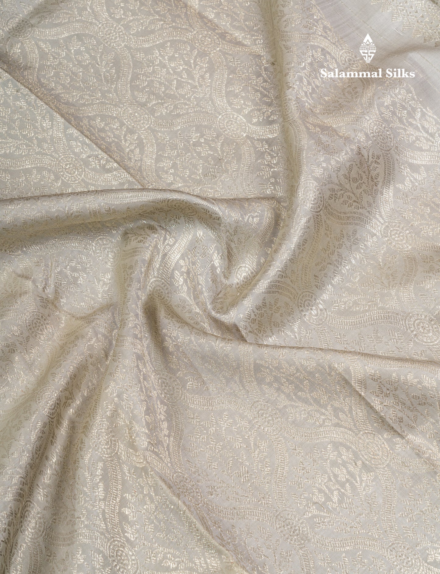 Greenish Grey Bridal Pure Kanjivaram Silk Saree With Traditional Evening Morning Border