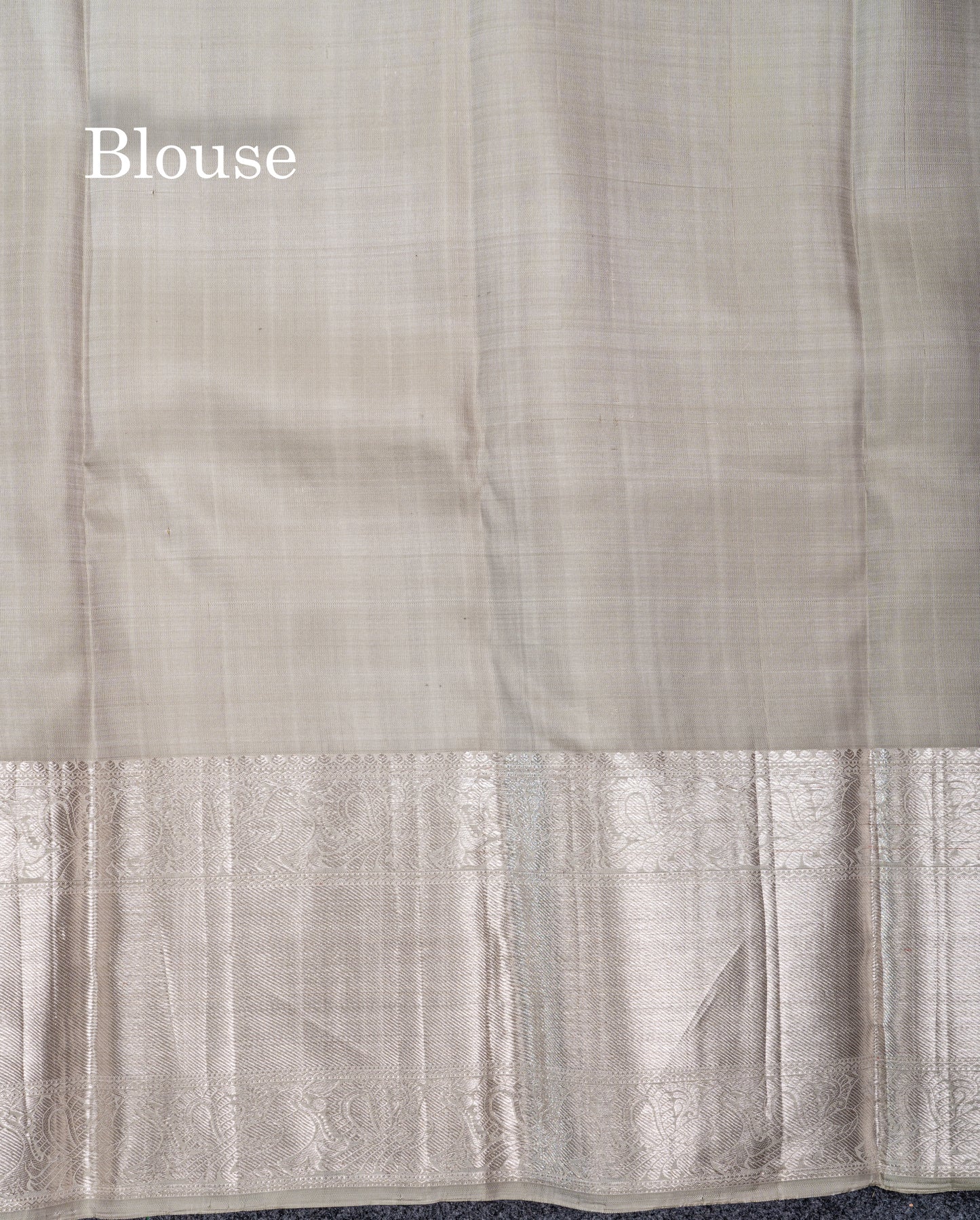 Greenish Grey Bridal Pure Kanjivaram Silk Saree With Traditional Evening Morning Border
