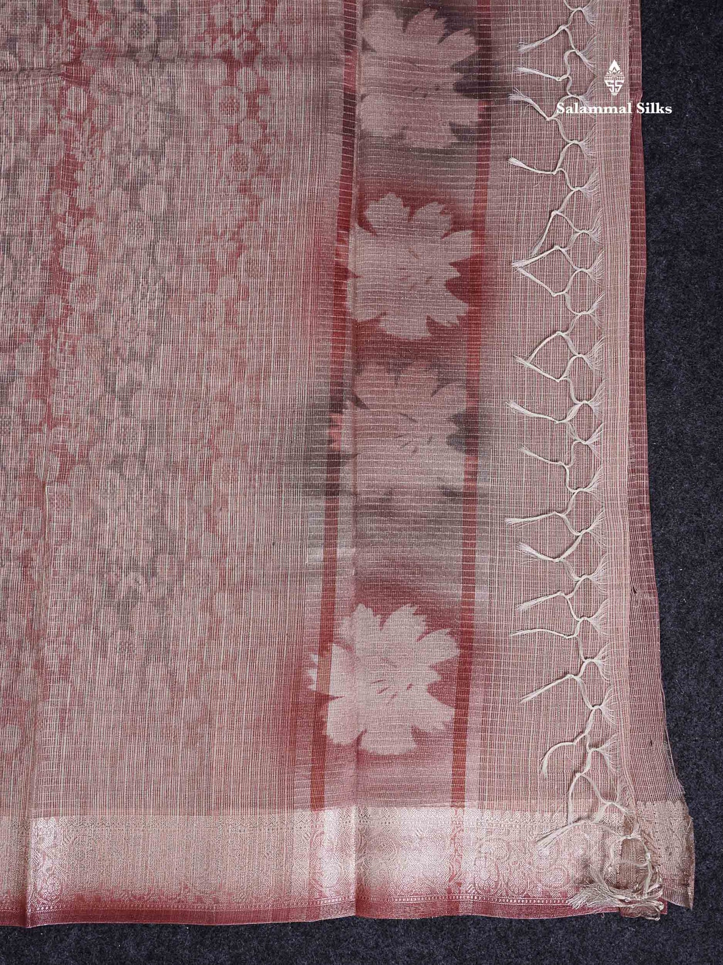 Kota Mix Saree - Light Brown Zari Lines Along With Fancy Border