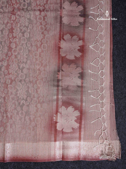 Kota Mix Saree - Light Brown Zari Lines Along With Fancy Border