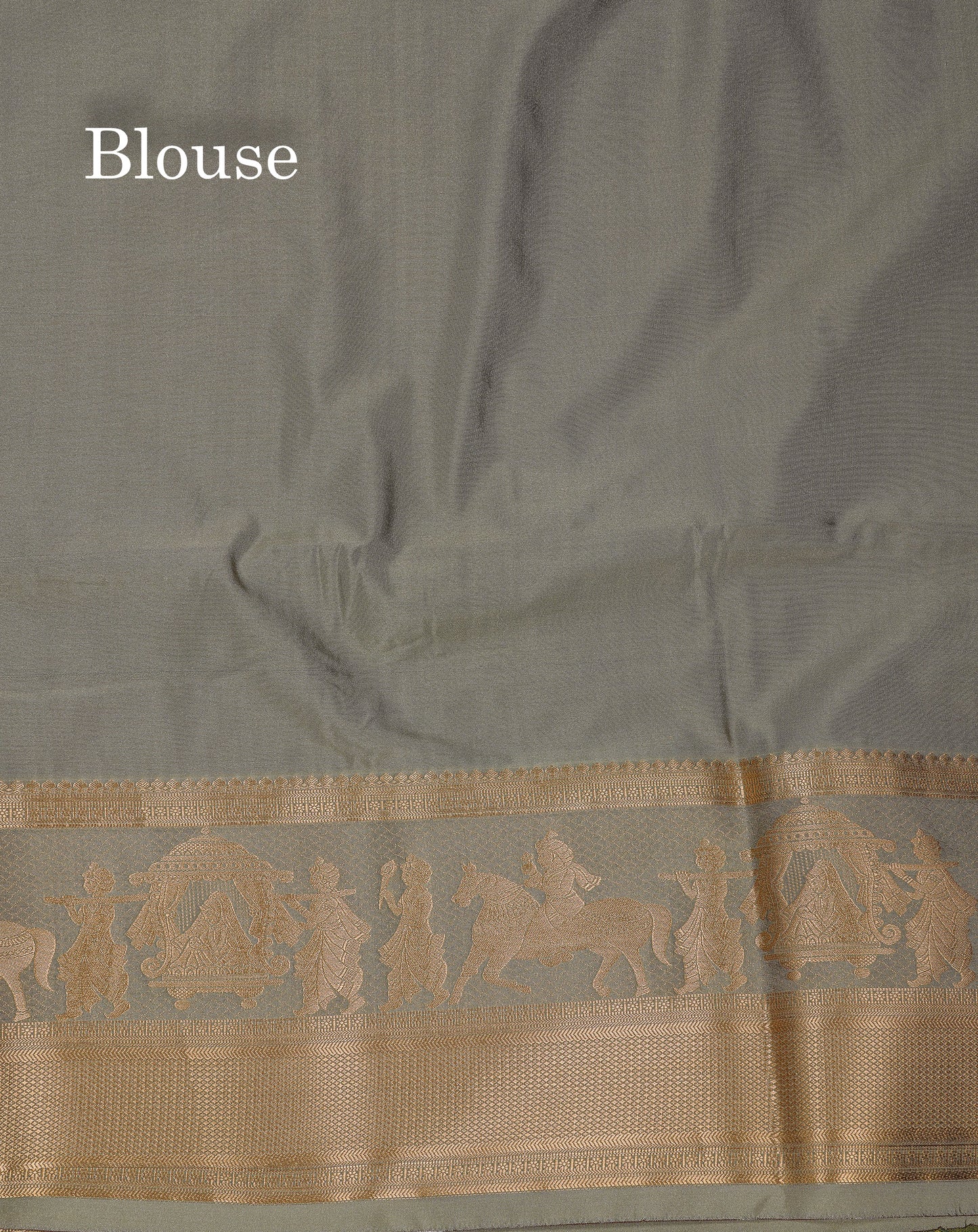 Beautiful Dark Violet Silver & Gold Zari Buttas Semi Silk Saree With Contrast Olive Green Traditional Pallaku Border