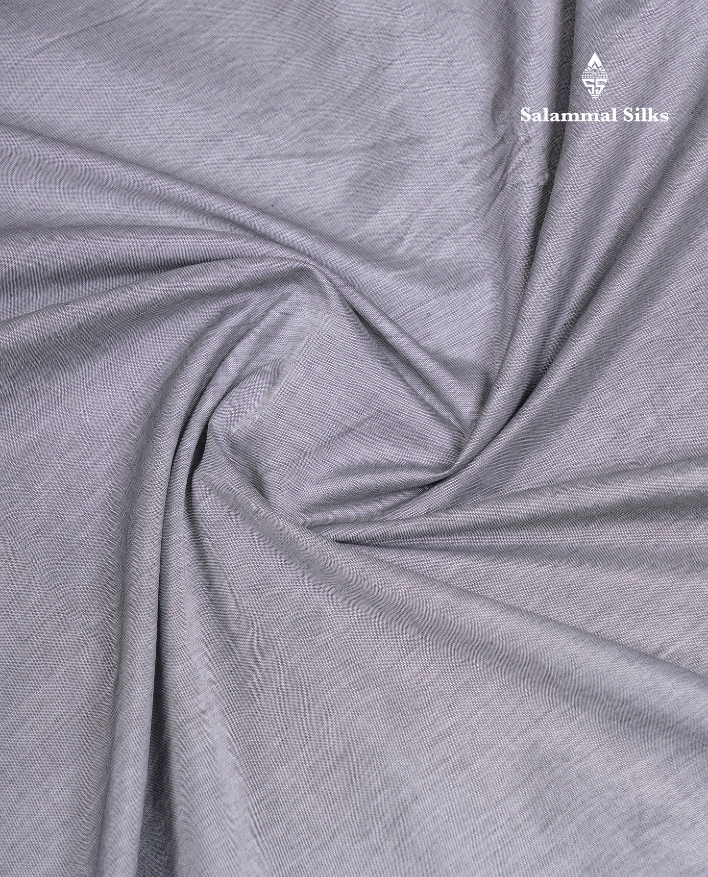 Beautiful Grey White South Cotton Printed Saree With Contrast Dark Purple Blouse