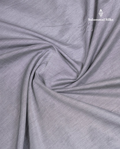 Beautiful Grey White South Cotton Printed Saree With Contrast Dark Purple Blouse
