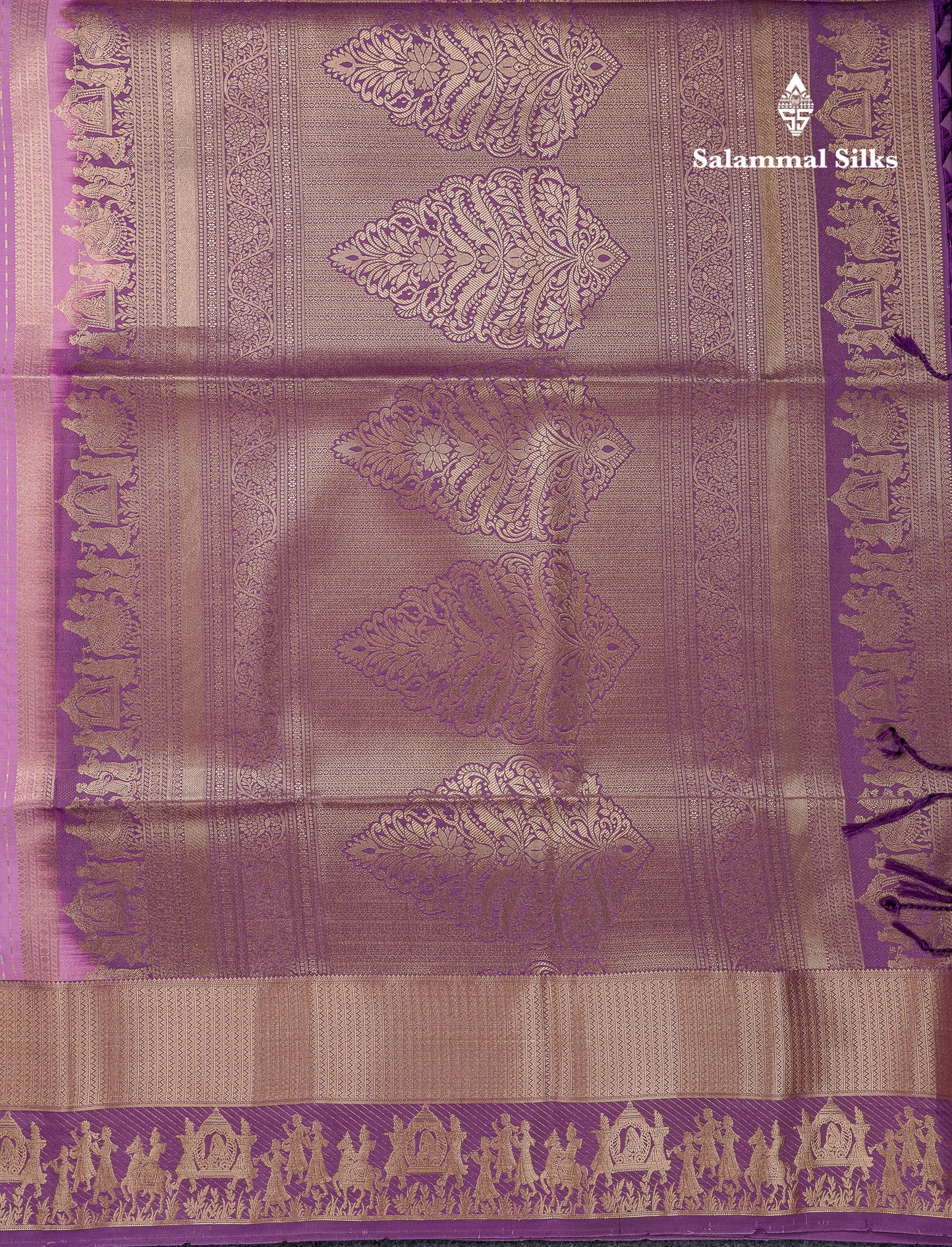 Beautiful Light Pink Silver & Gold Zari Buttas Semi Silk Saree With Contrast Light Violet Traditional Pallaku Border