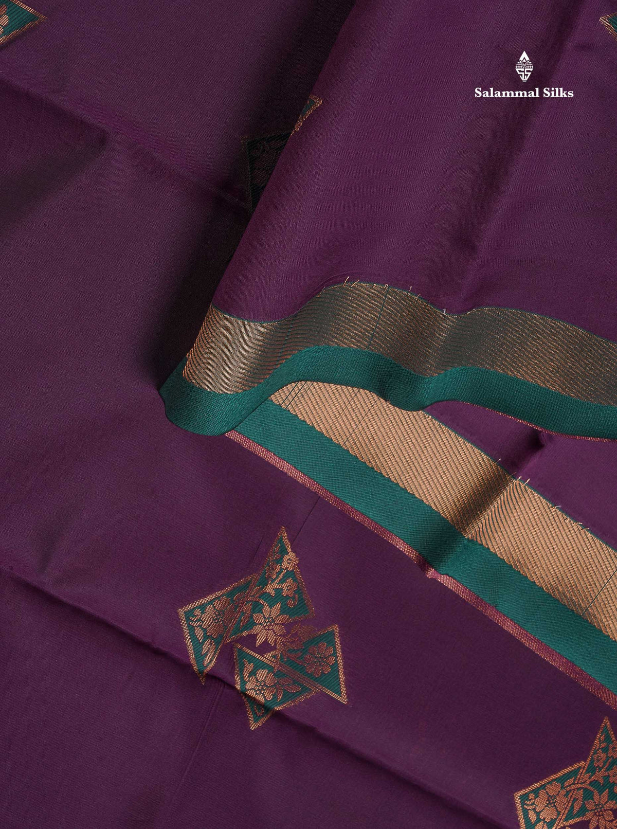 Semi Silk Saree - Wine Purple Colour Body With Contrast Bottle Green Traditional Border