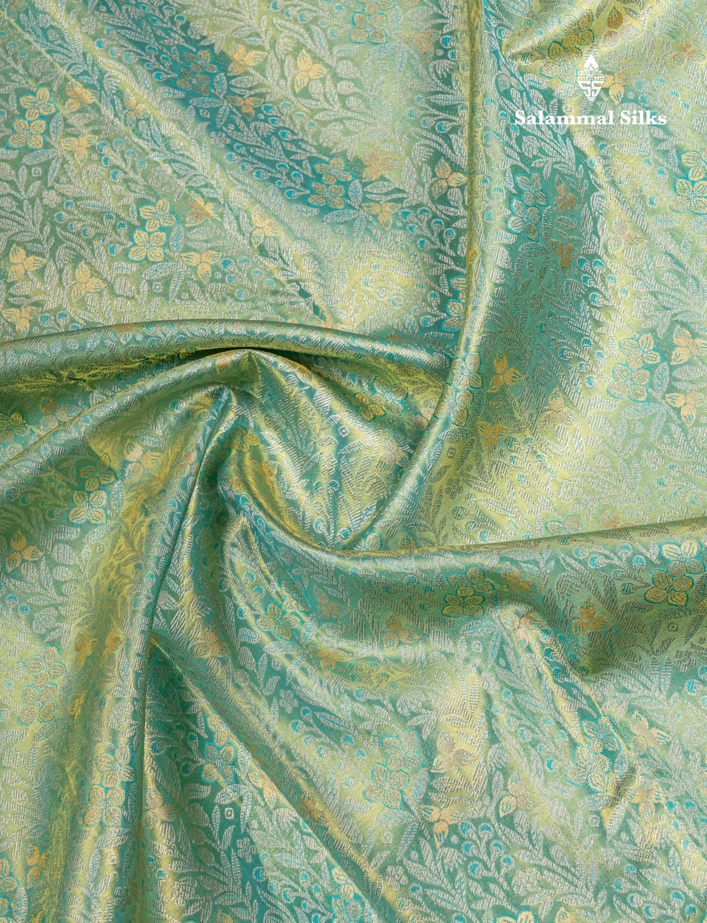 Pastel Blue Tissue Bridal Pure Kanjivaram Silk Saree With Contrast Sky Blue Border