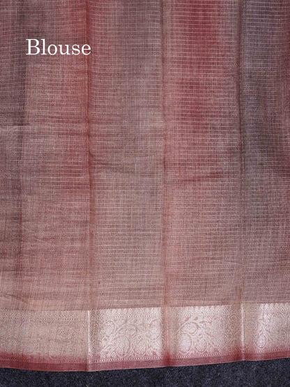 Kota Mix Saree - Light Brown Zari Lines Along With Fancy Border