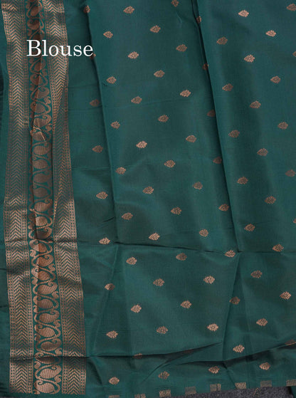 Semi Silk Saree - Wine Purple Colour Body With Contrast Bottle Green Traditional Border