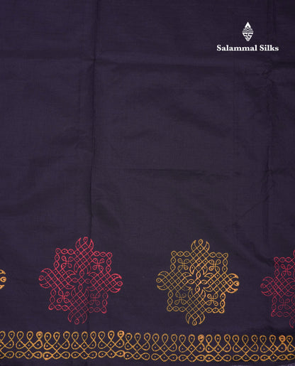 Beautiful Black South Cotton Printed Saree With Contrast Mustard Yellow Blouse