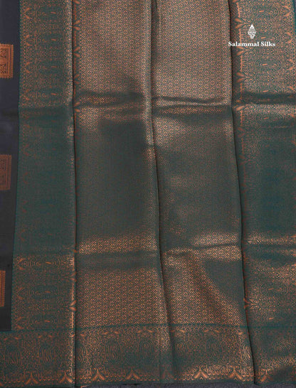 Semi Silk Saree - Black Colour Body With Contrast Bottle Green Border