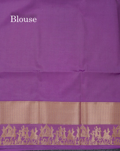 Beautiful Light Pink Silver & Gold Zari Buttas Semi Silk Saree With Contrast Light Violet Traditional Pallaku Border