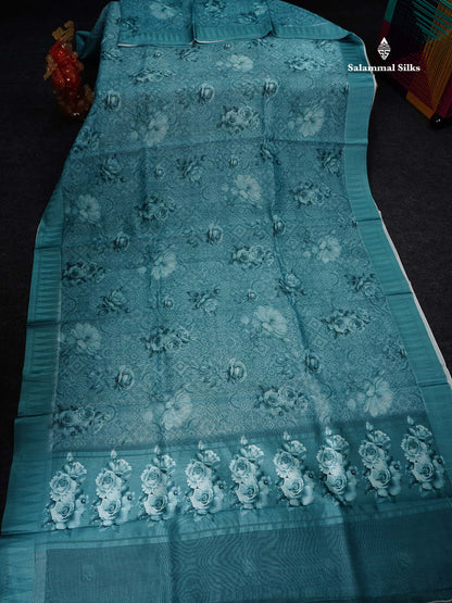 Kota Mix Saree - Light Chocolate Floral Design Along With Fancy Border