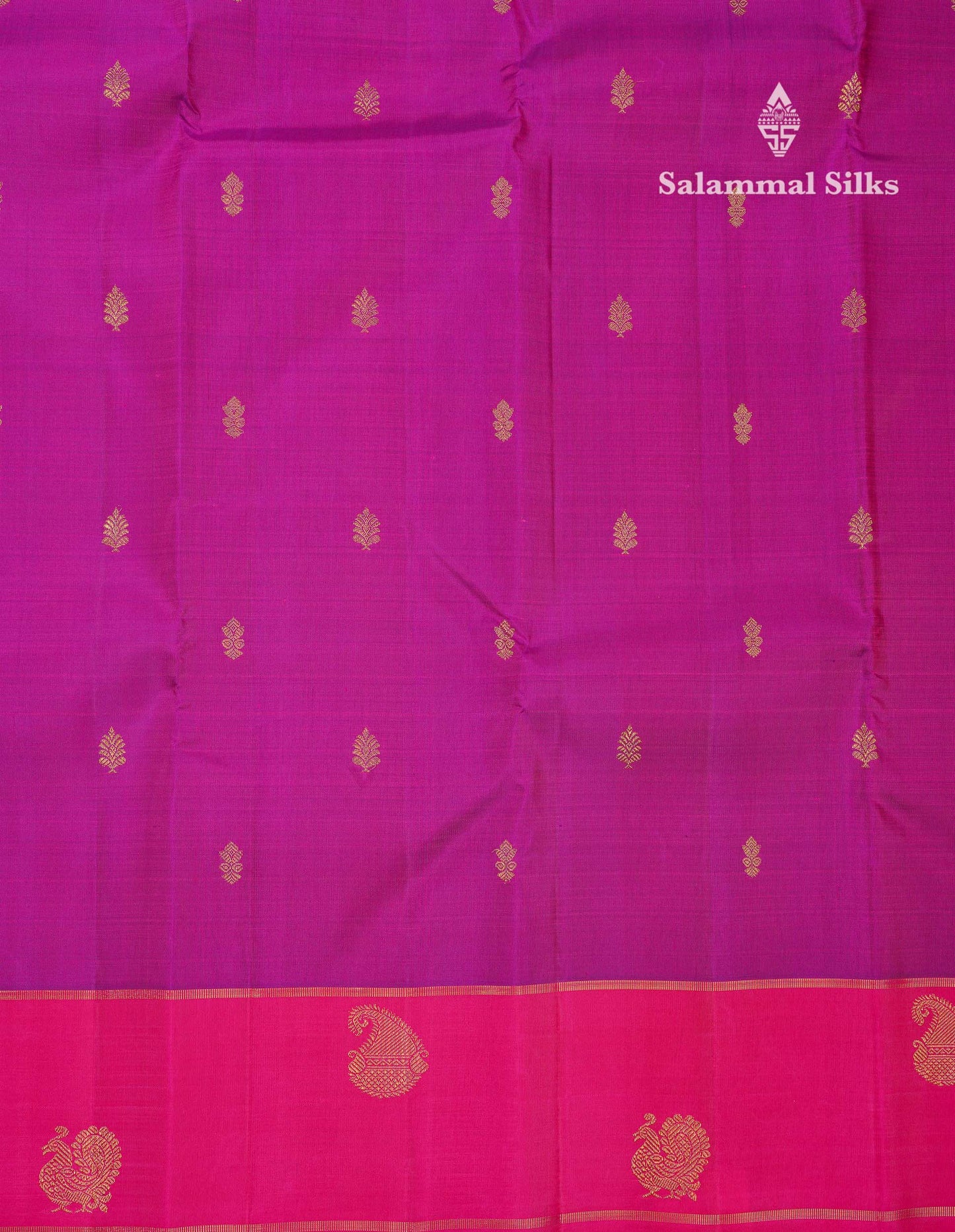 Beautiful Magenta Pink Pure Kanjivaram Silk Saree Pure Zari With Contrast Pink Traditional Border
