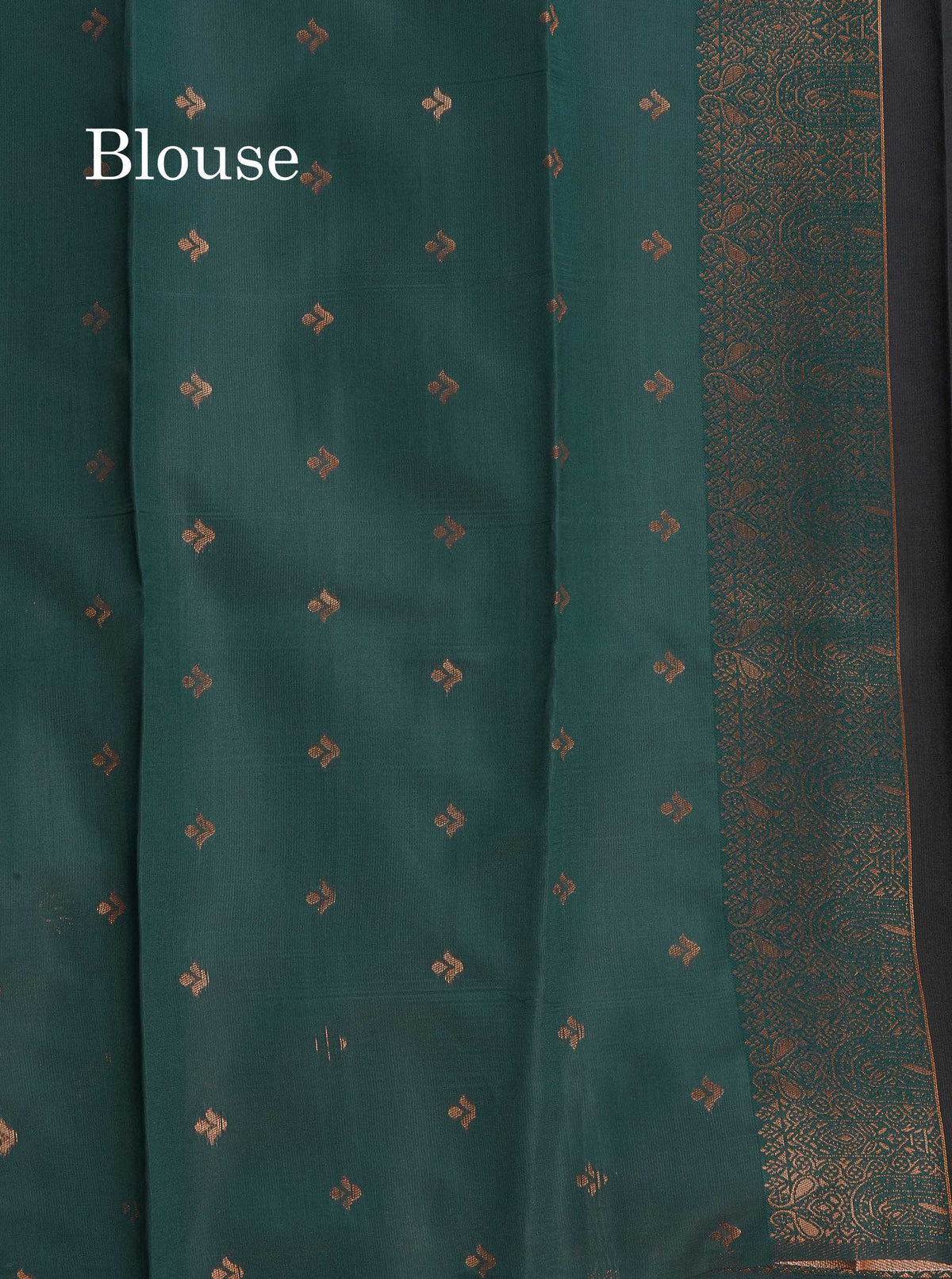 Semi Silk Saree - Black Colour Body With Contrast Bottle Green Border