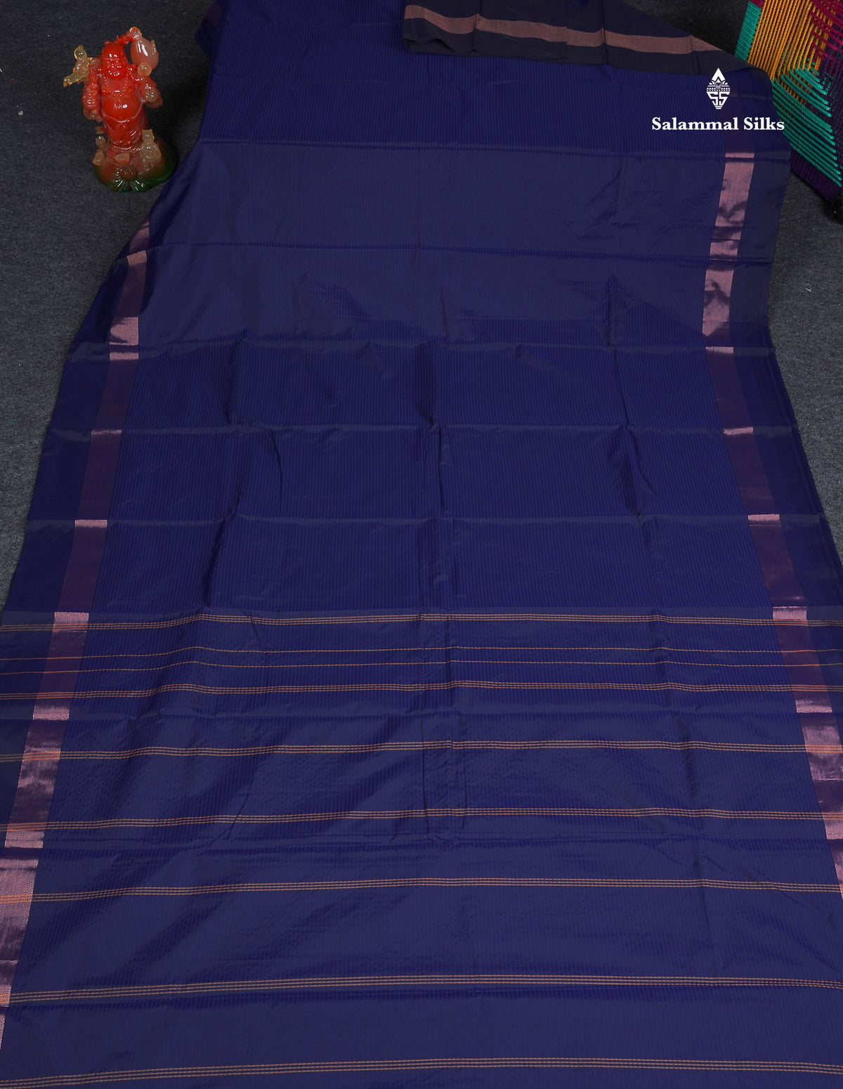 Semi Silk Saree - Navy Blue Colour Body With Zari Border