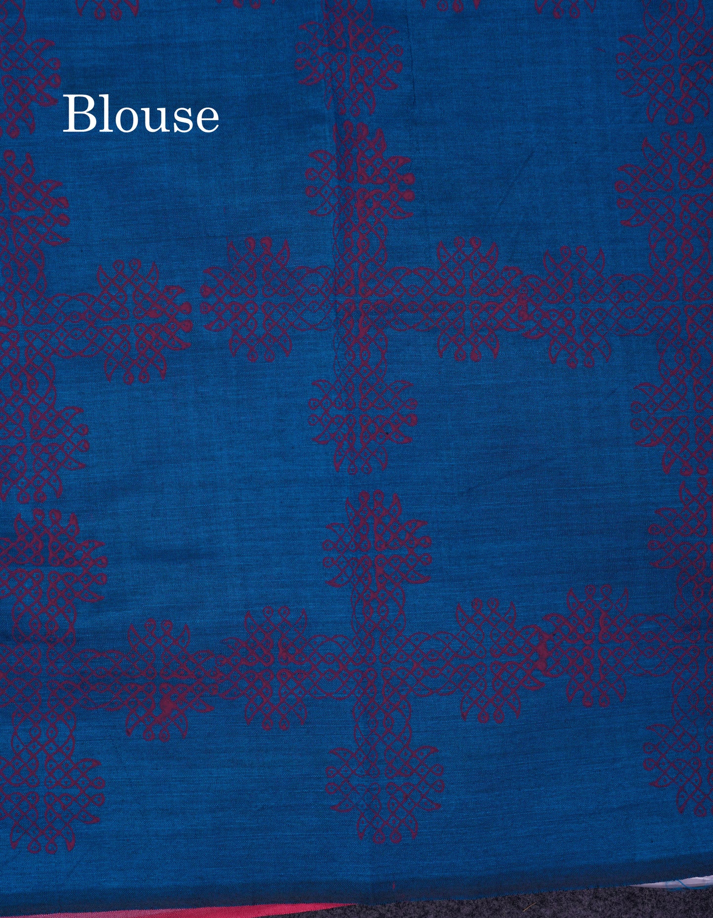 Beautiful Light Pink South Cotton Printed Saree With Contrast Ramar Blue Blouse