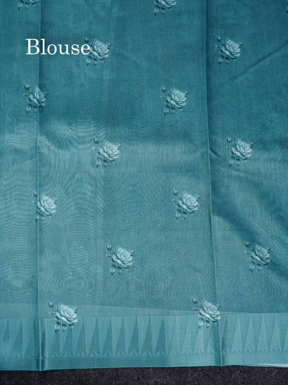 Kota Mix Saree - Light Chocolate Floral Design Along With Fancy Border