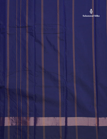 Semi Silk Saree - Navy Blue Colour Body With Zari Border