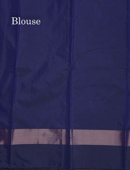 Semi Silk Saree - Navy Blue Colour Body With Zari Border