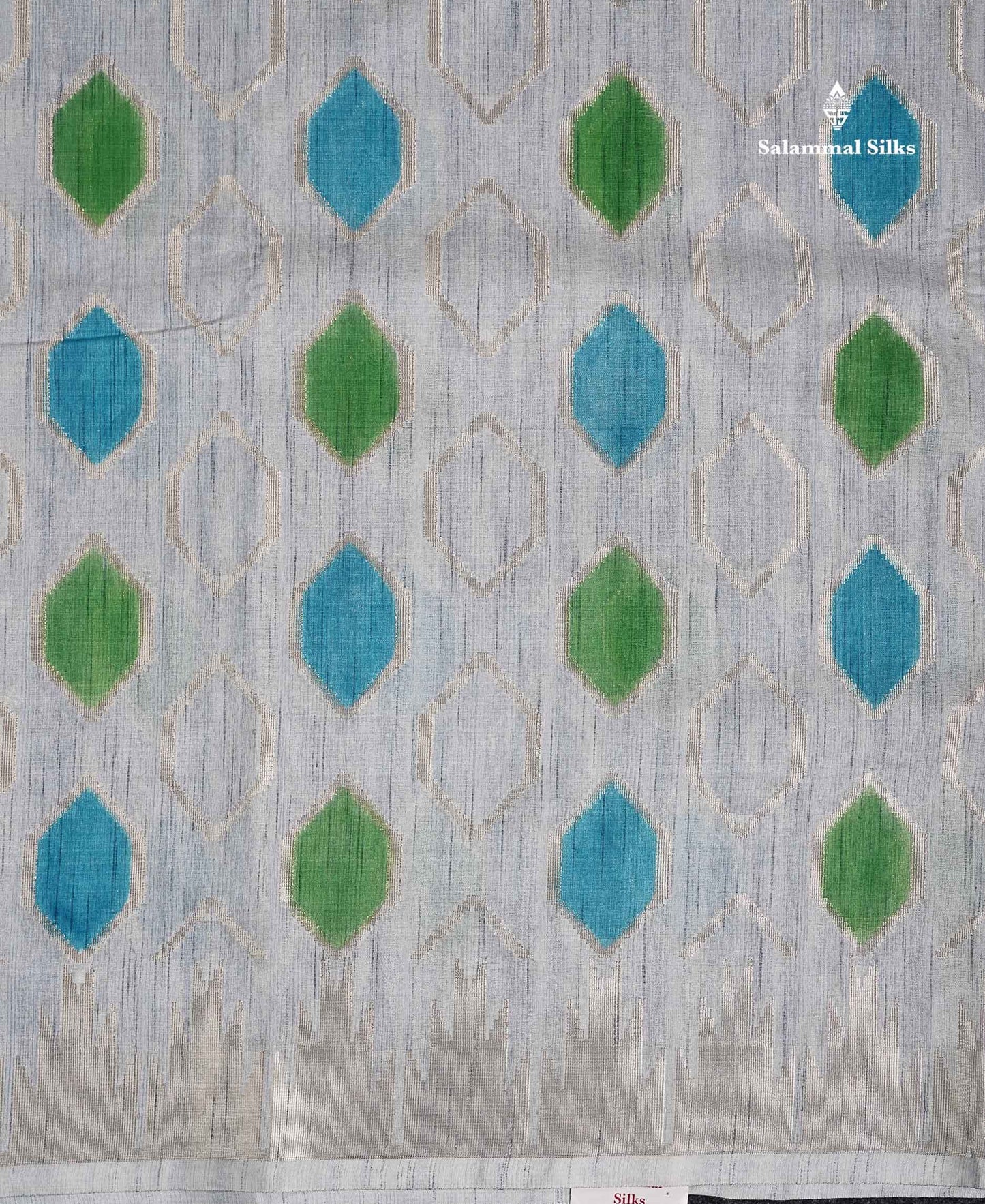 Cotton Mix Saree -  Grey White Meenakari Work Along With Temple Border