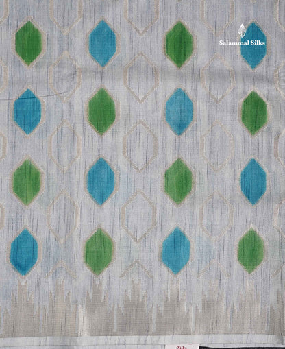 Cotton Mix Saree -  Grey White Meenakari Work Along With Temple Border