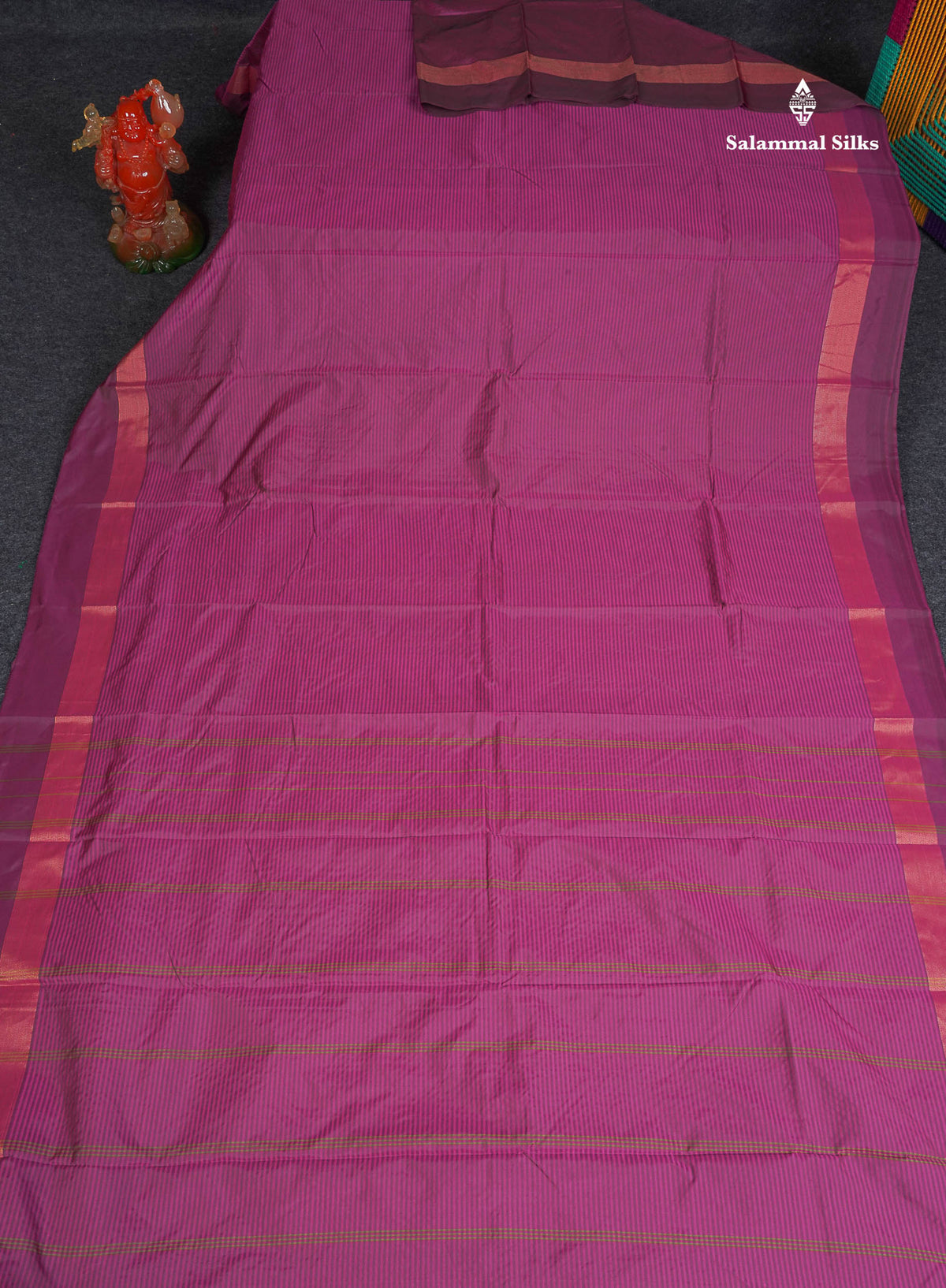 Semi Silk Saree - Magenta Pink Colour Body With Zari Border