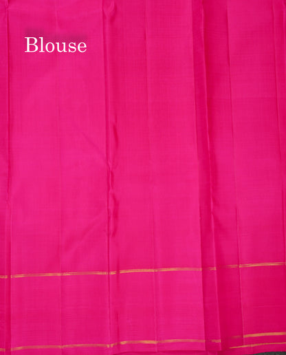 Beautiful Magenta Pink Pure Kanjivaram Silk Saree Pure Zari With Contrast Pink Traditional Border