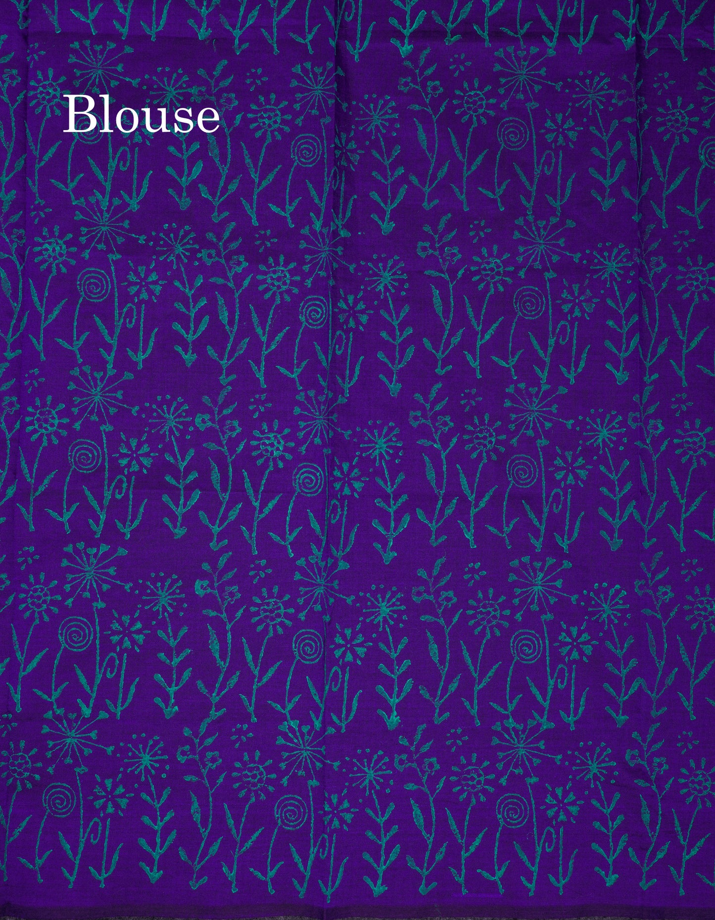 Beautiful Sapphire Green South Cotton Printed Saree With Contrast Violet Blouse