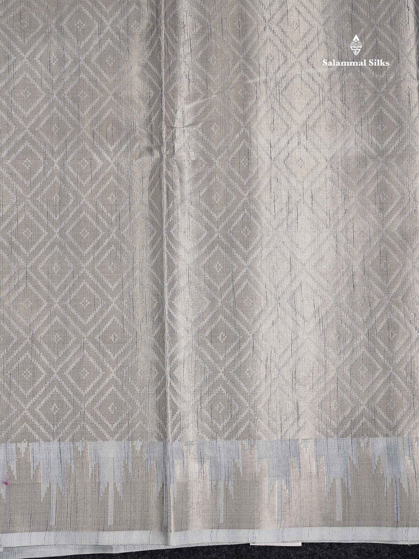 Cotton Mix Saree -  Grey White Meenakari Work Along With Temple Border