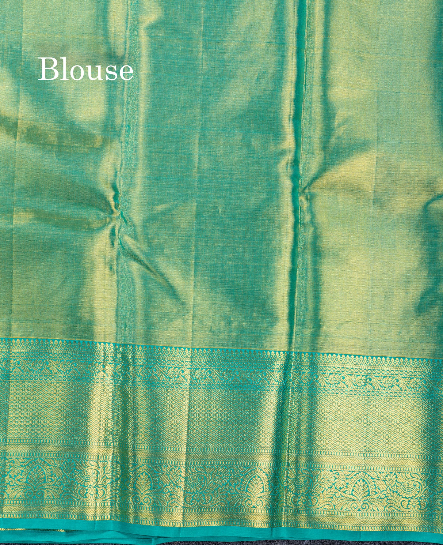 Light Green Tissue Bridal Pure Kanjivaram Silk Saree With Contrast Sapphire Green Traditional Border