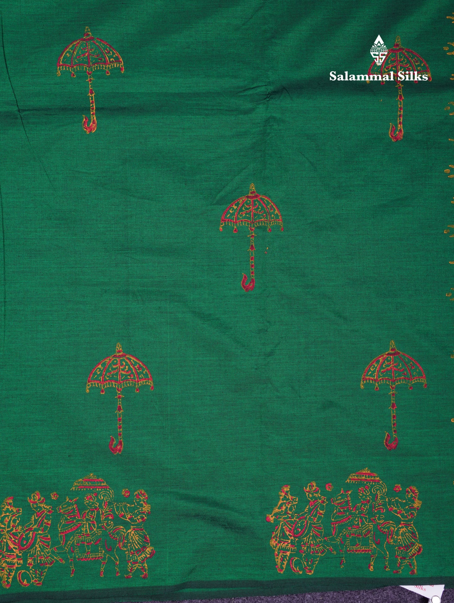 Beautiful Bottle Green South Cotton Printed Saree With Contrast Dark Maroon Blouse