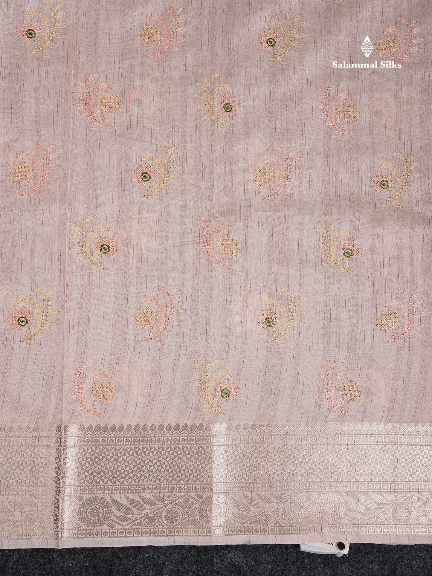 Cotton Mix Saree -  Light Lavender  Embroidery Work Along With Fancy Border