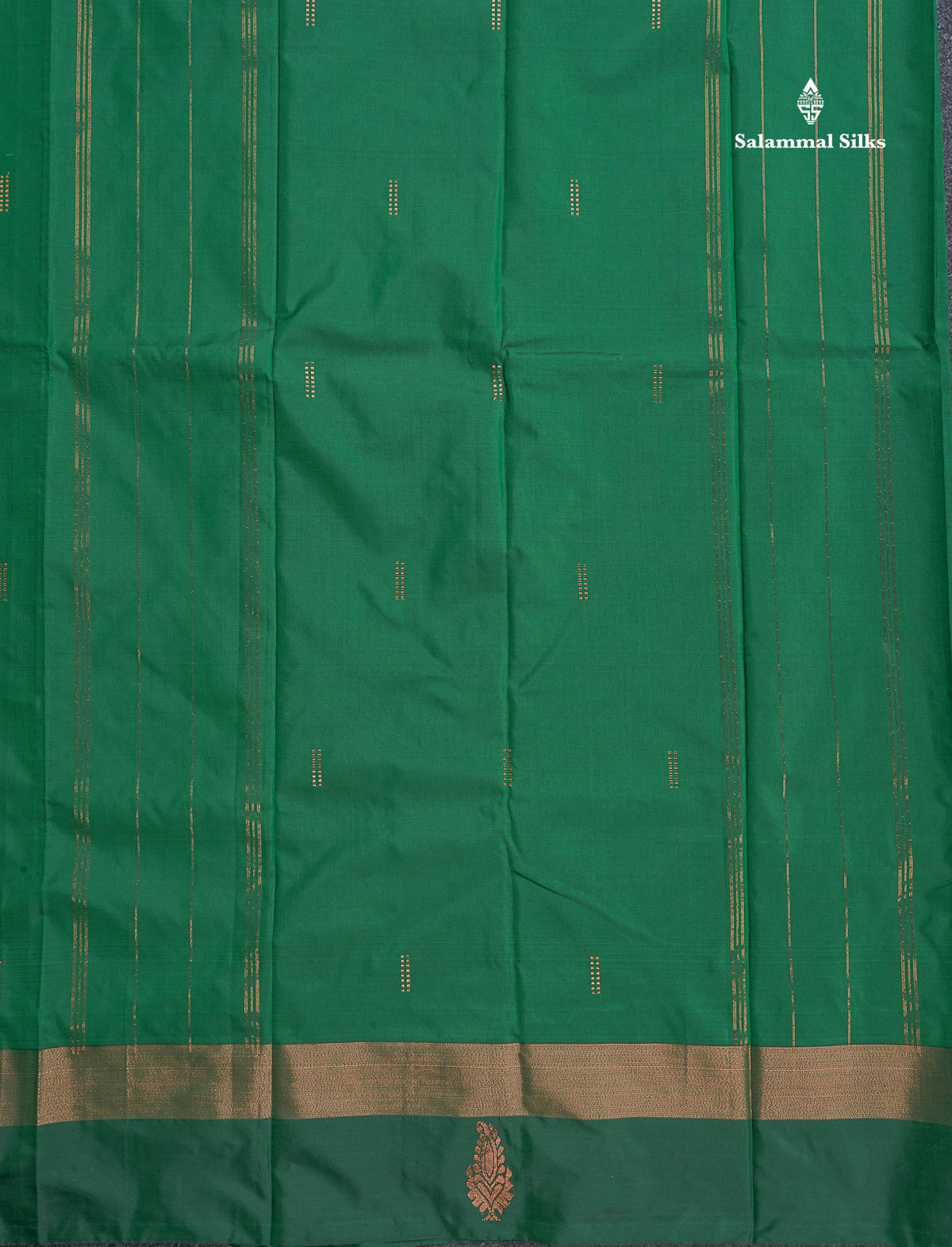 Semi Silk Saree - Green Colour Body With Zari Butta & Fancy Border